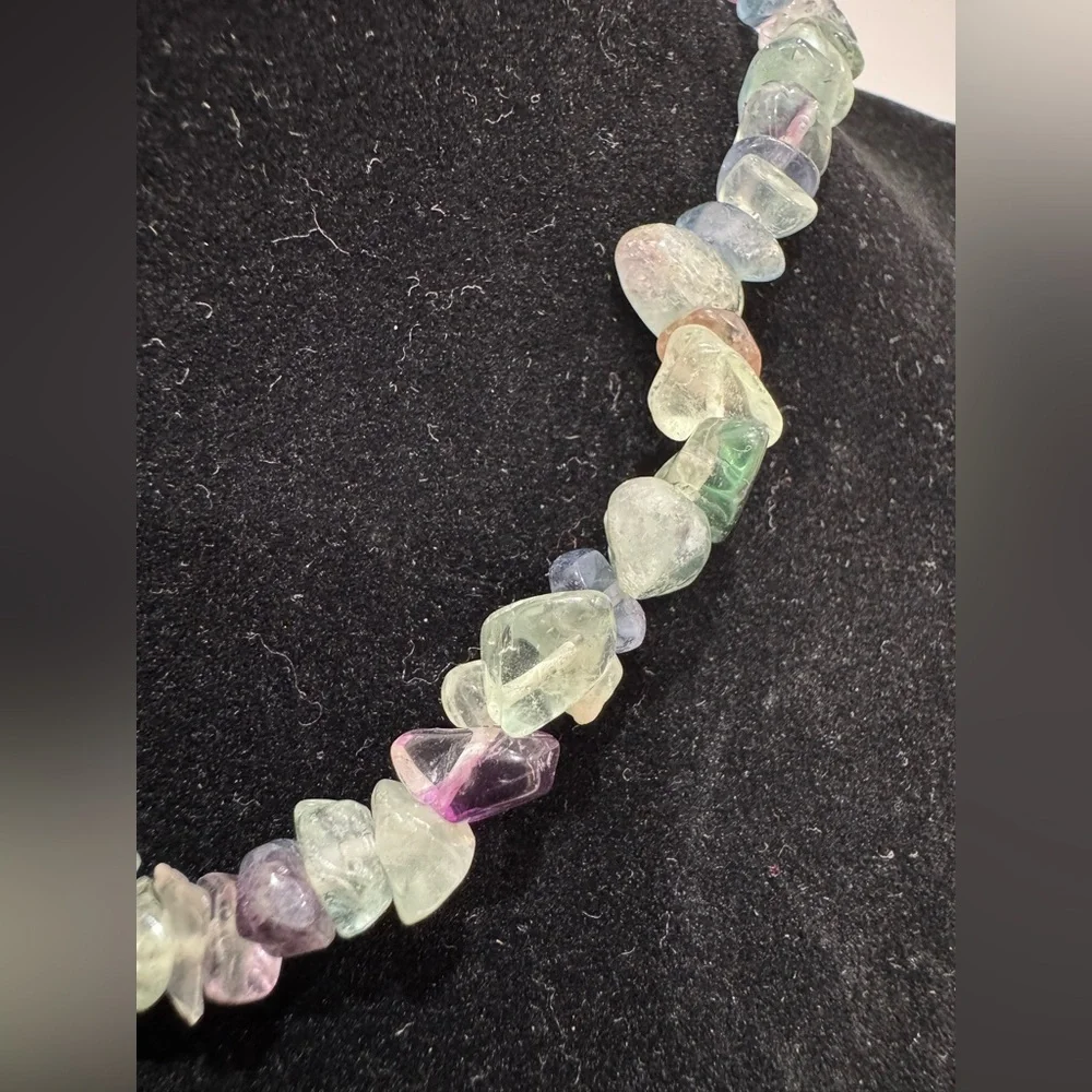 Multicolor beaded Necklace greens and purples